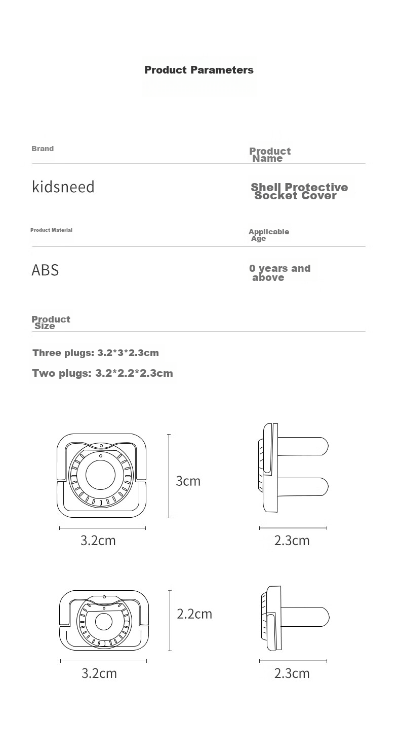 Защитные накладки на розетки Kidsneed, 24 шт., защита от детей, ABS, белые
