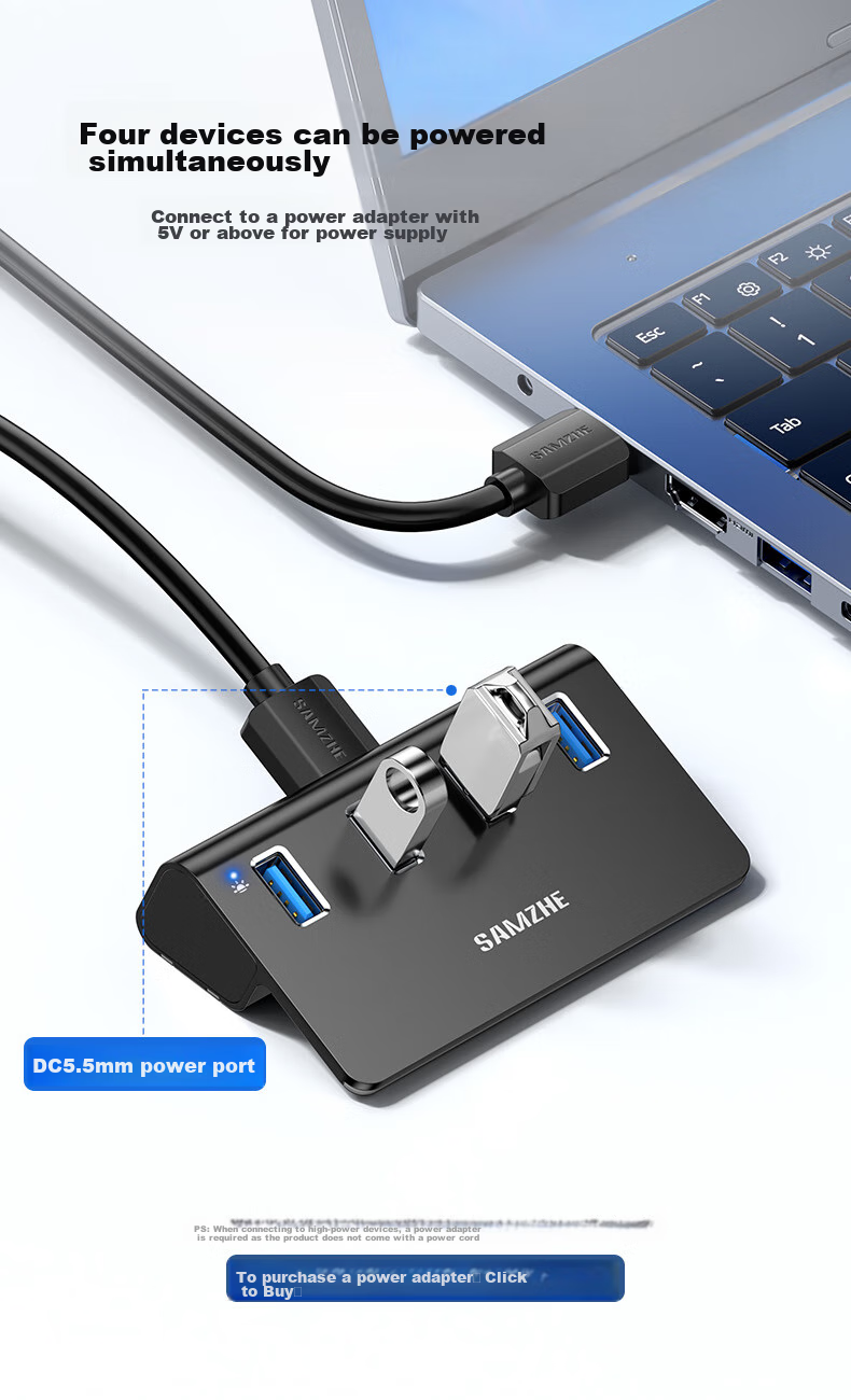 USB-концентратор SAMZHE JXQ-H04, 4 порта USB 3.0, алюминиевый сплав, высокоскоростной