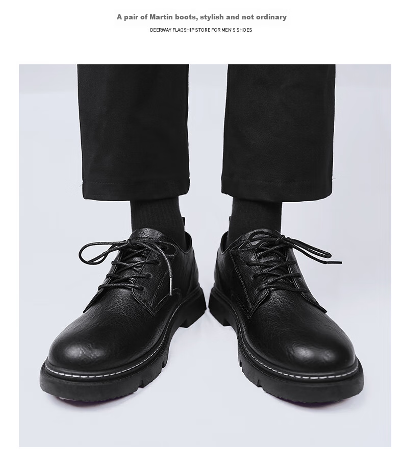 Мужские туфли Huili (Warrior) Business Casual, кожаные, на шнуровке, модель 0650, черные, размер 40