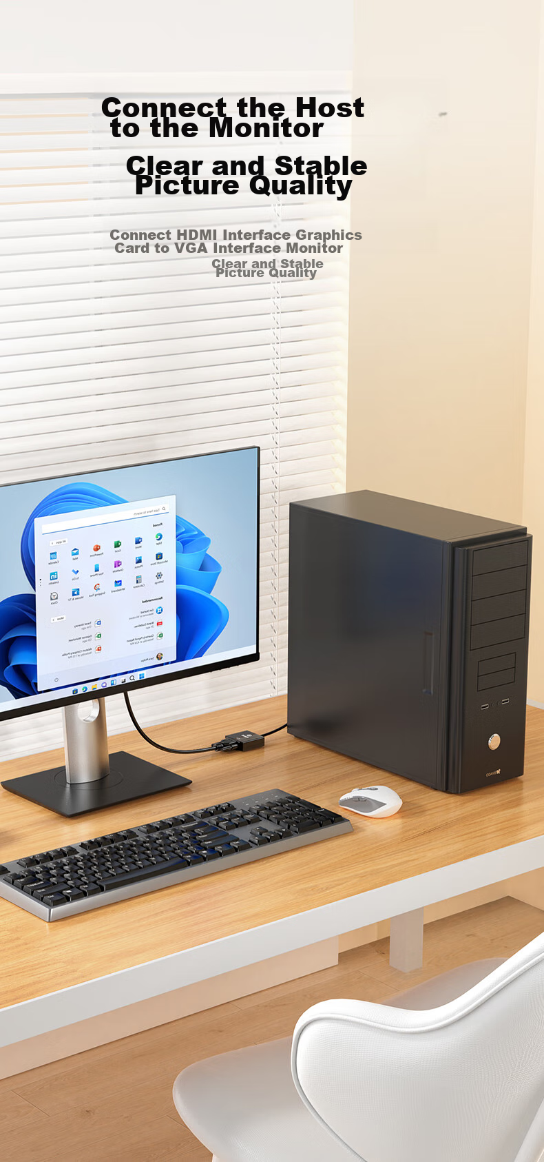 BIAZE [Высокопроизводительный чип AG6202] конвертер HDMI в VGA, адаптер видео высокой четкости, совместимый с ноутбуками, ТВ-приставками, мониторами и проекторами