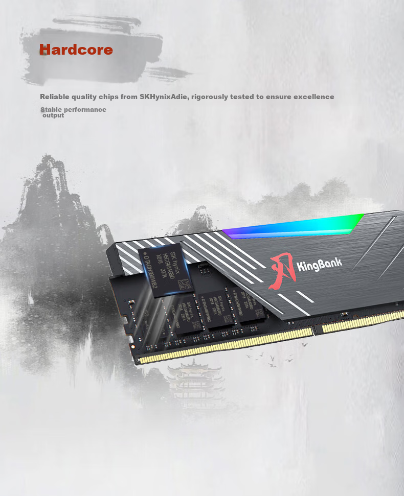 Модуль памяти KINGBANK SHARPBLADE-RGB DDR5 64GB (2x32GB) 6400MHz CL32, черный