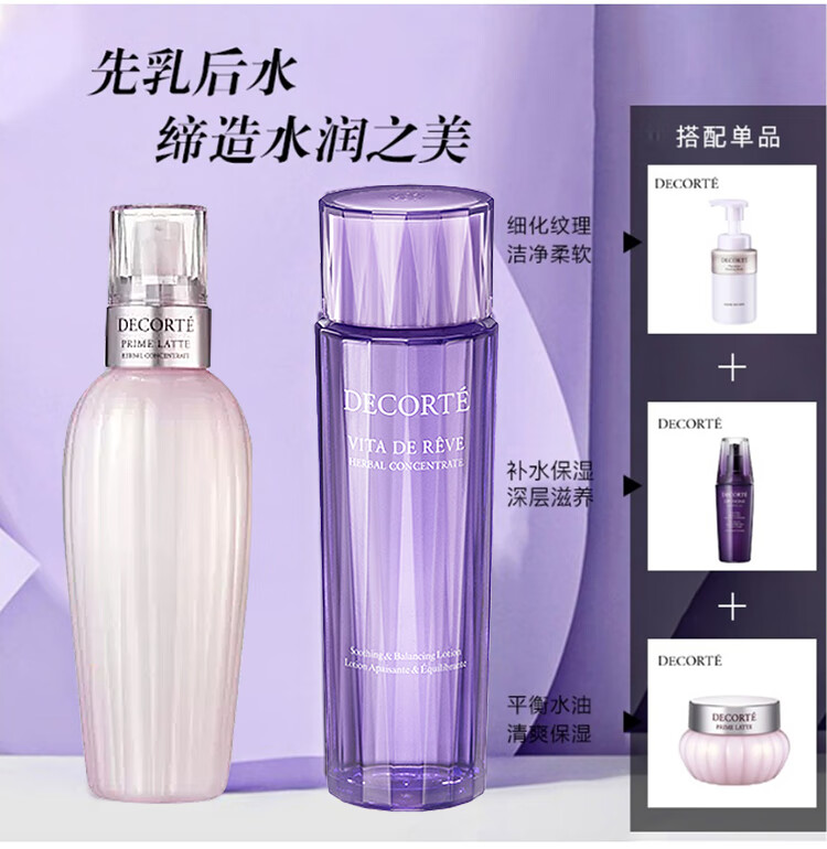 黛珂（DECORTE）紫苏水300ml+牛油果乳液300ml 改善粗糙 水乳护肤套装 直播专享