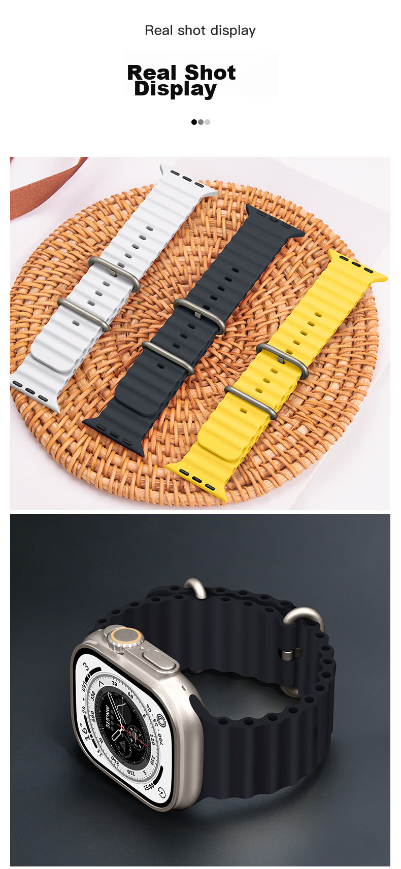 Ремешок BHO Ocean Band для Apple Watch S11/S10/Ultra3, силиконовый, темно-синий, 49/46/45/44мм