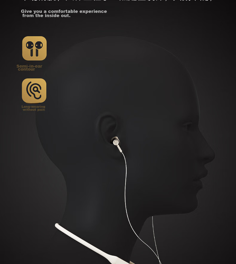 Беспроводные наушники iKF W1 S с шейным ободком, Bluetooth 5.4, внутриканальные, спортивные, для бега и игр, с низкой задержкой, качеством звука без потерь, шумоподавлением вызовов, длительным временем автономной работы, совместимы с телефонами, цвет "Афинский черный"