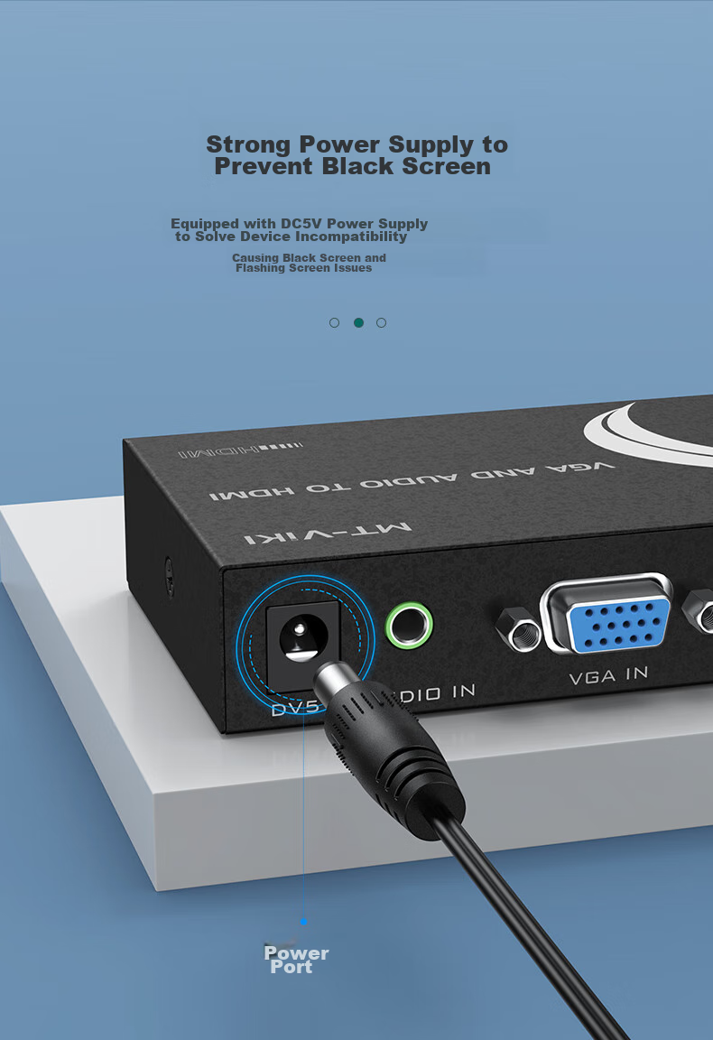 Адаптер MT-viki VGA на HDMI с аудио и внешним питанием, HD конвертер для ноутбуков, ТВ-приставок, проекторов и телевизоров, модель MT-VH02