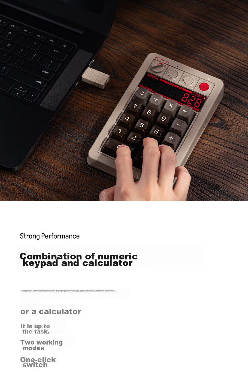 Компактная механическая клавиатура 8BitDo Retro18 Digital Keyboard, 3 режима подключения (Bluetooth, 2.4G, проводное), белая