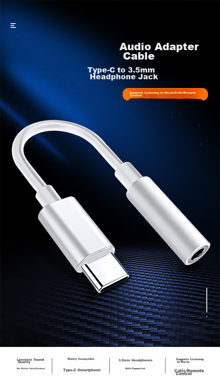 Переходник Stiger Type-C на 3.5 мм аудио, белый, для Xiaomi, Huawei, OnePlus