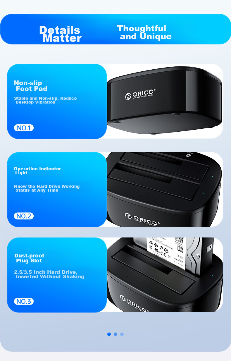 Внешний корпус для жесткого диска ORICO 6228US3, 3.5/2.5 дюйма SATA, USB 3.0, черный