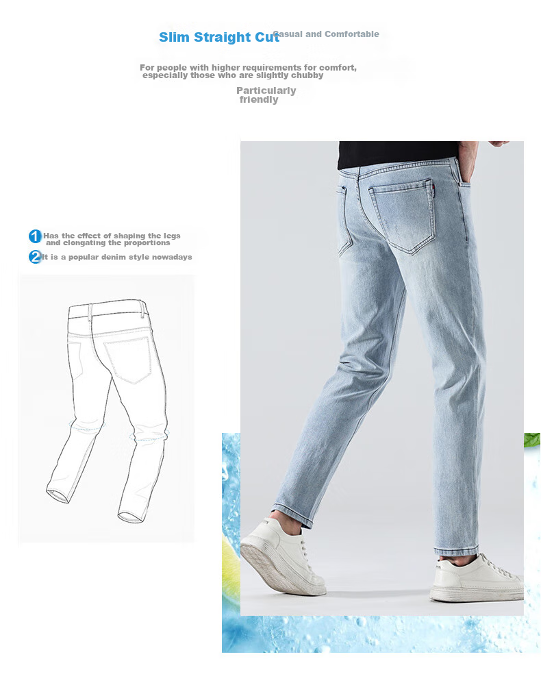Zengzhi / Zengzhi Мужские джинсы в стиле Business Casual 928010 Сине-черные Размер 31