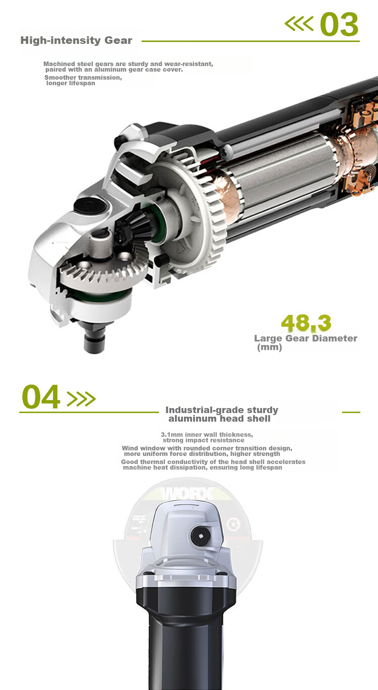 Угловая шлифмашина WORX WU900X, 900 Вт, диск 100 мм, 220 В