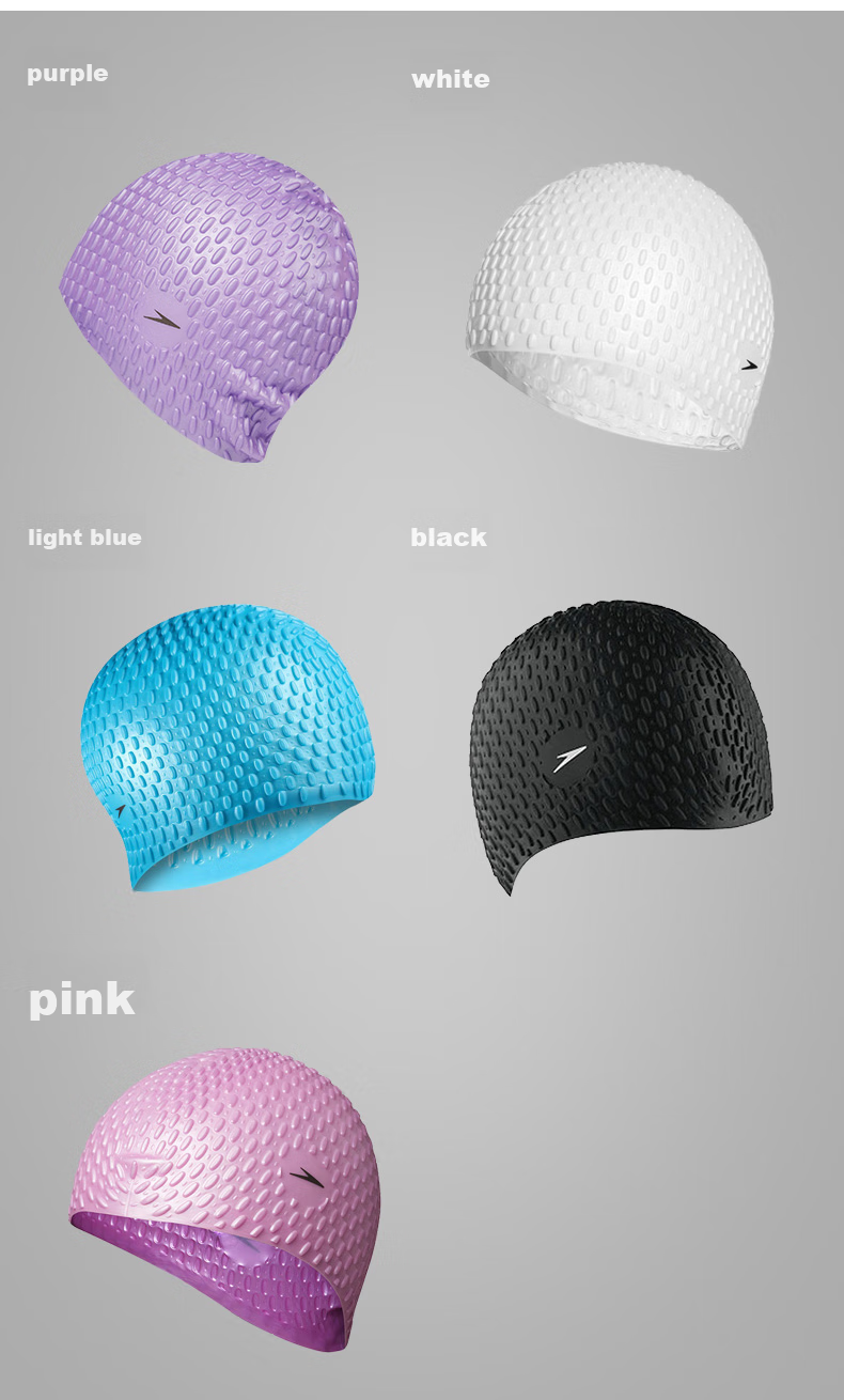 Шапочка для плавания Speedo Adult Silicone Bubble Cap, комфортная, водонепроницаемая, с защитой ушей, модная, фиолетовая