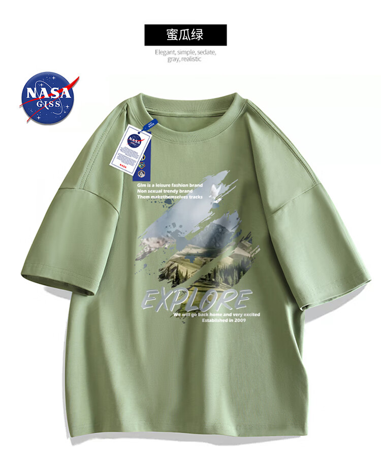 Футболка NASA GISS с коротким рукавом для мужчин, летняя, повседневная, с круглым вырезом, с принтом, из 100% хлопка, свободный крой, размер 2XL, белая