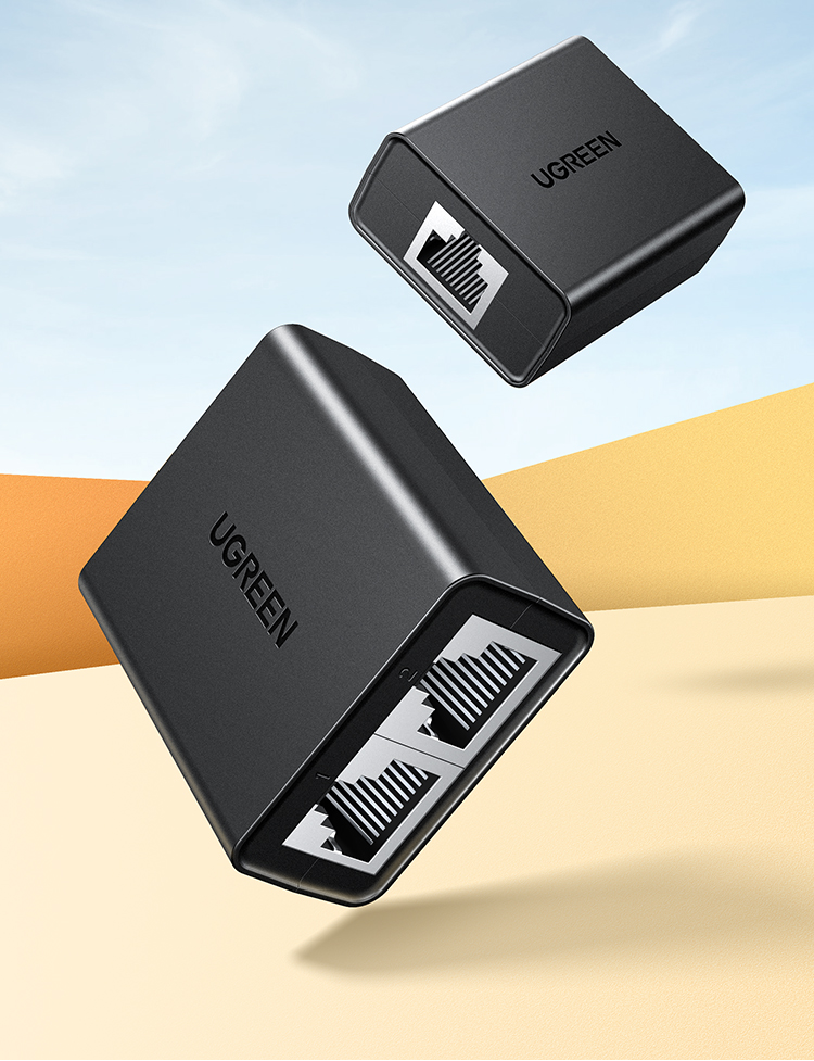UGREEN Разветвитель сетевого кабеля RJ45, один вход на два выхода, удлинитель Ethernet, адаптер для одновременного доступа в интернет, 2 шт. (50923)