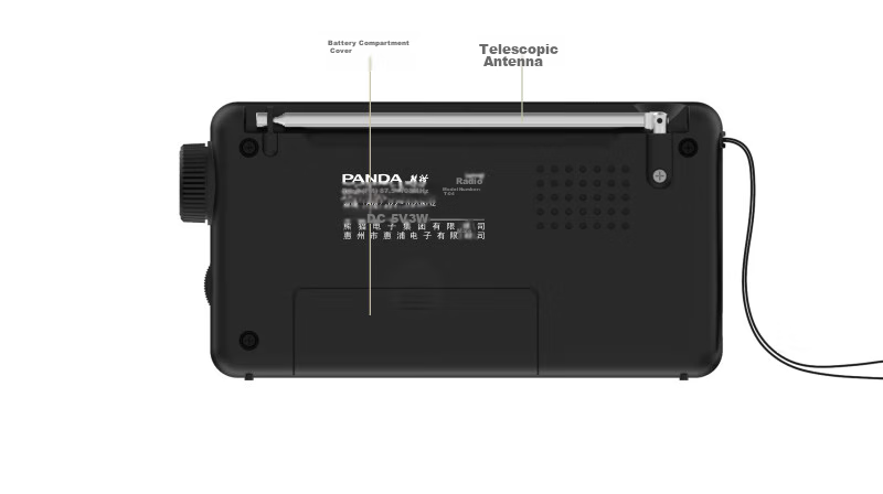 Портативное цифровое радио Panda T-04 с FM/AM, MP3-плеером, слотом для TF-карты и встроенным аккумулятором (черный)