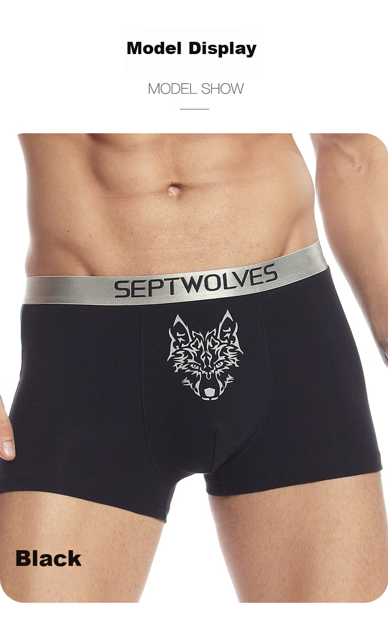 Мужские боксеры-брифы SEPTWOLVES, 3 шт., чистое хлопок, высокая эластичность, впитывающие пот, дышащие, авиационного класса антибактериальные, модные шорты-боксеры