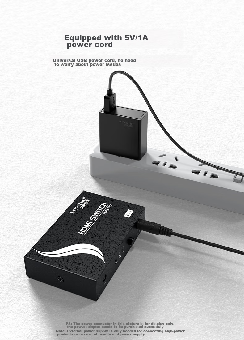 HDMI-переключатель MT-viki MT-SW301-MH, 3 входа 1 выход, 4K@30Hz, поддержка HDMI 1.4, переключение кнопкой или ИК-пультом
