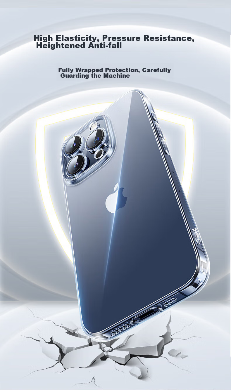 Чехол ALittleFlower для iPhone 16 Pro Max, ультратонкий, противоударный, прозрачный, с защитой камеры, простой стиль