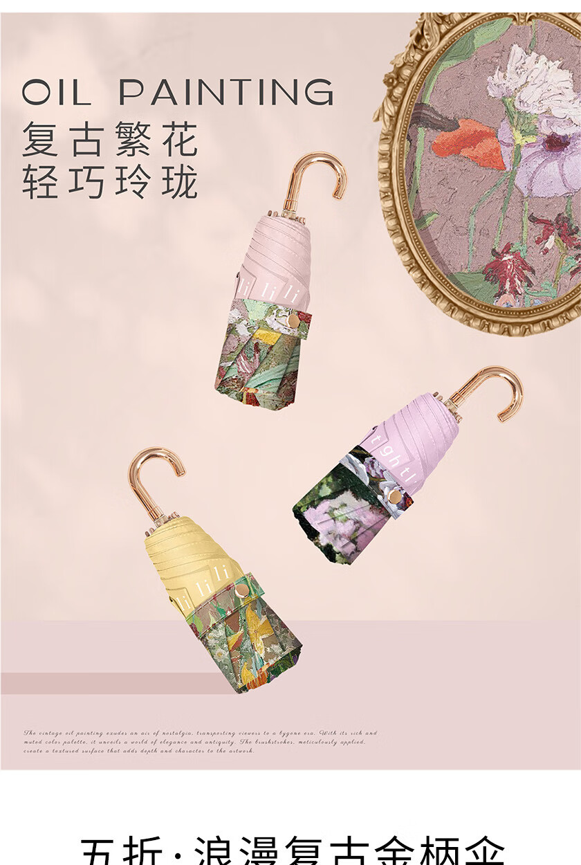 Зонт Fanyejia, винтажный, мини, складной, защита от солнца и УФ-лучей, для женщин, для дождливой и солнечной погоды, 5-сложений, с изогнутой ручкой-крючком