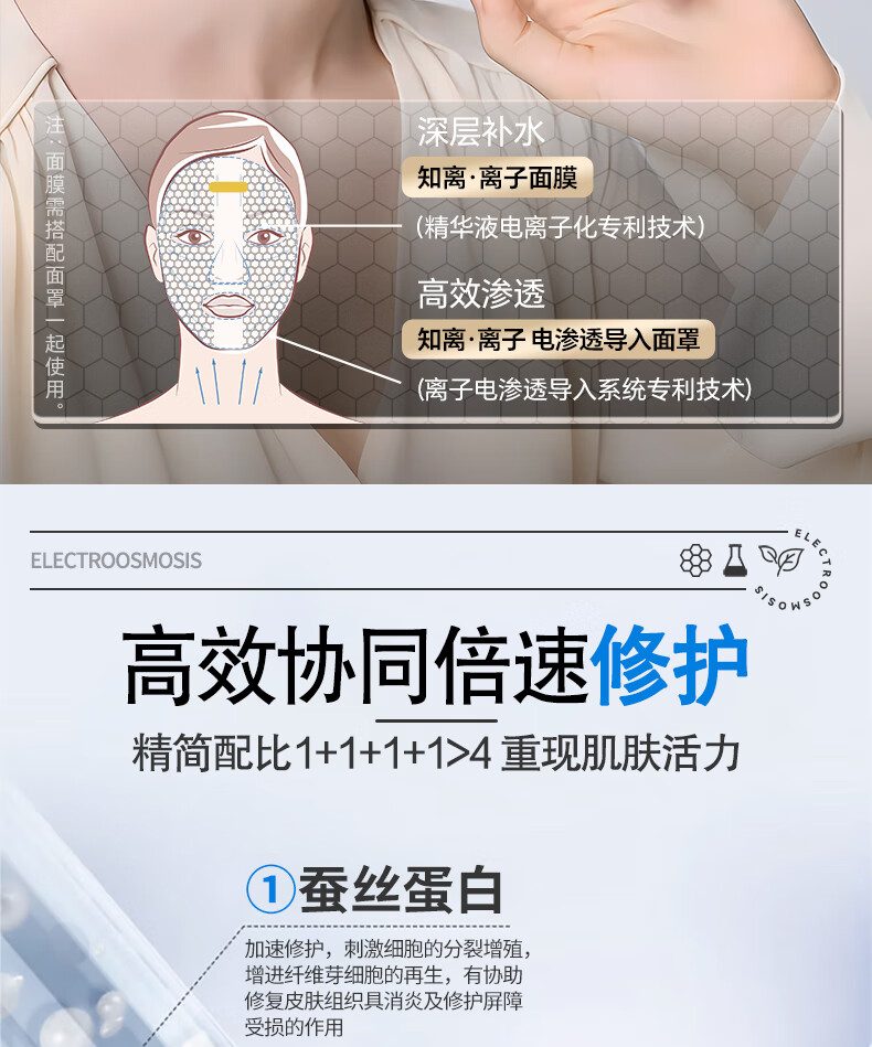 知离 乌拉草离子蚕丝蛋白靓肤面膜 补水保湿靓肤修护锁水面膜5片