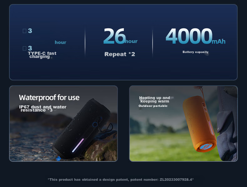 Портативная Bluetooth-колонка WANYINBA M6, 30 Вт, высокая громкость, водонепроницаемая, с мощным басом, цвет черный