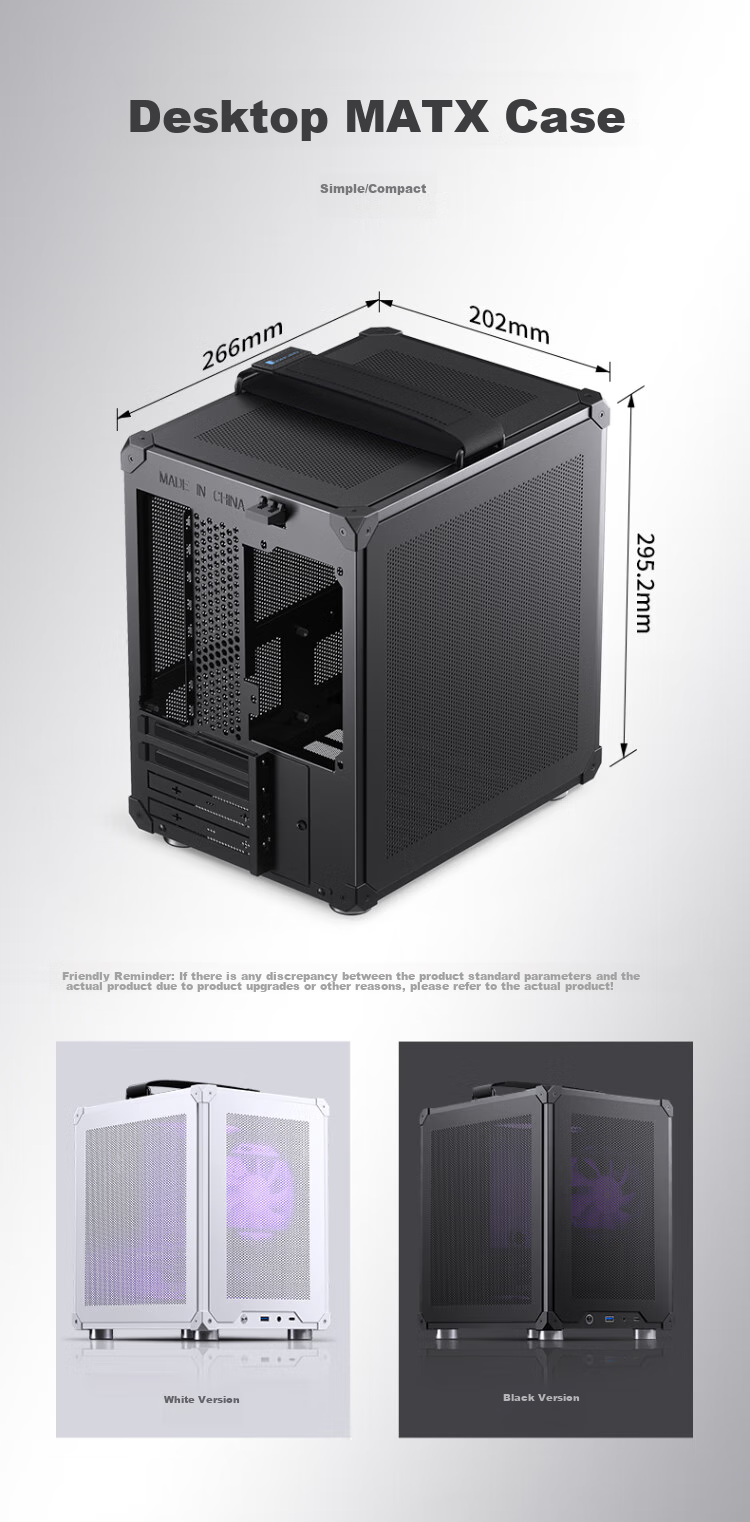 Корпус JONSBO C6 Handle Version Black MATX, черный, M-ATX, Mini-ITX, ATX блок питания, до 75 мм кулер, до 255 мм видеокарта