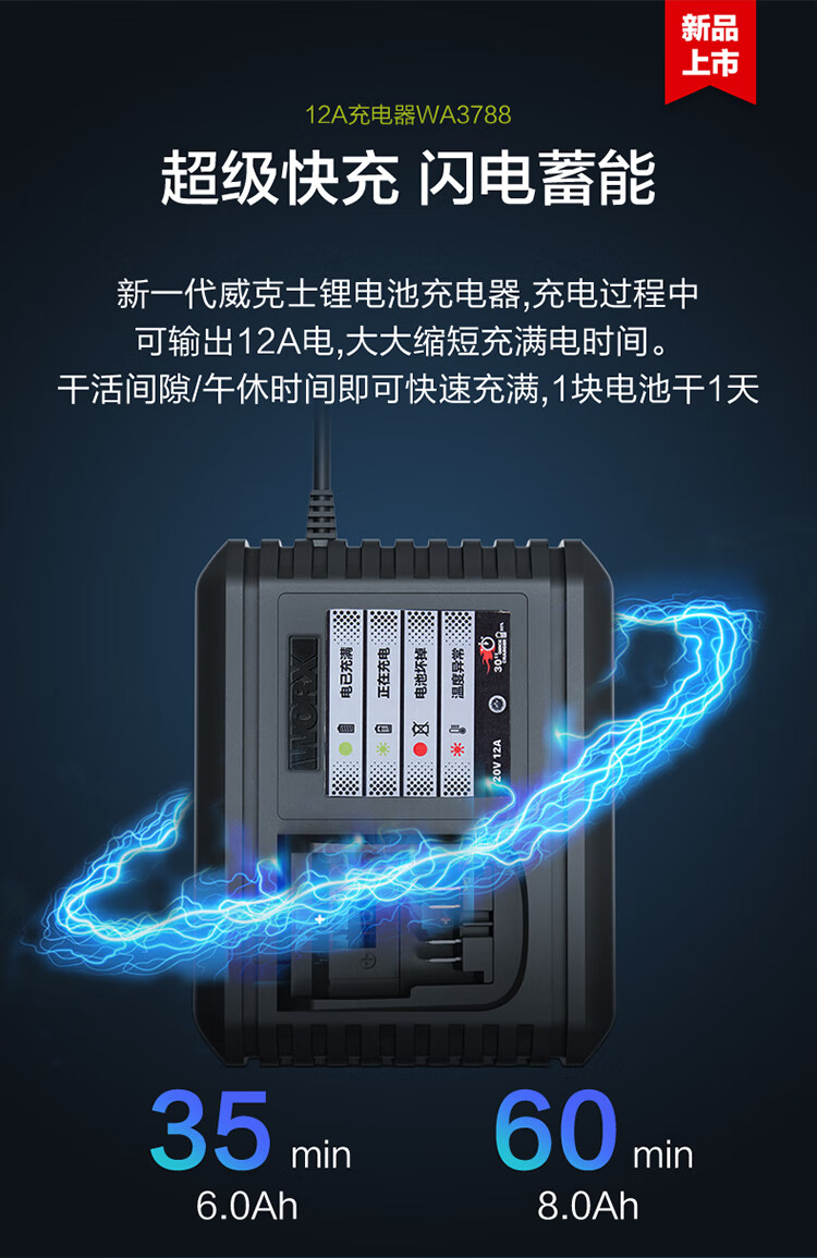 威克士【老客专享】20V平台锂电池包专业工具裸机【不含电池充电器】 WA3016【20V 4.0Ah电池】