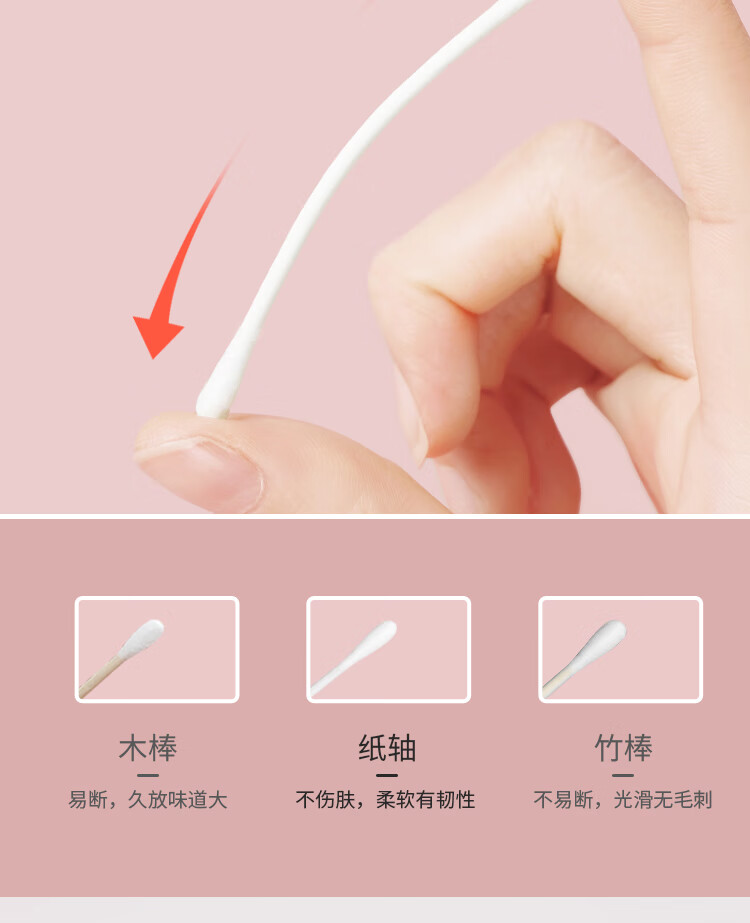 央氏 化妆棉签双头棉棒掏耳朵纸轴化妆棉签家用清洁棉棒原生脱脂棉 245支/罐