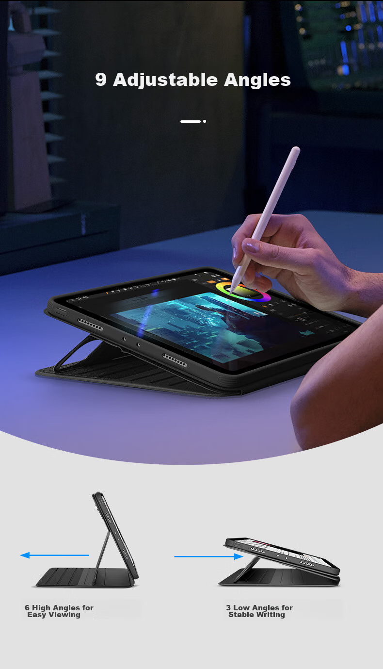 Чехол ESR для iPad Pro 11 дюймов (2022/21/20/18), с магнитным креплением, регулируемой подставкой, ударопрочный, многопозиционный защитный чехол для Apple планшета, черный