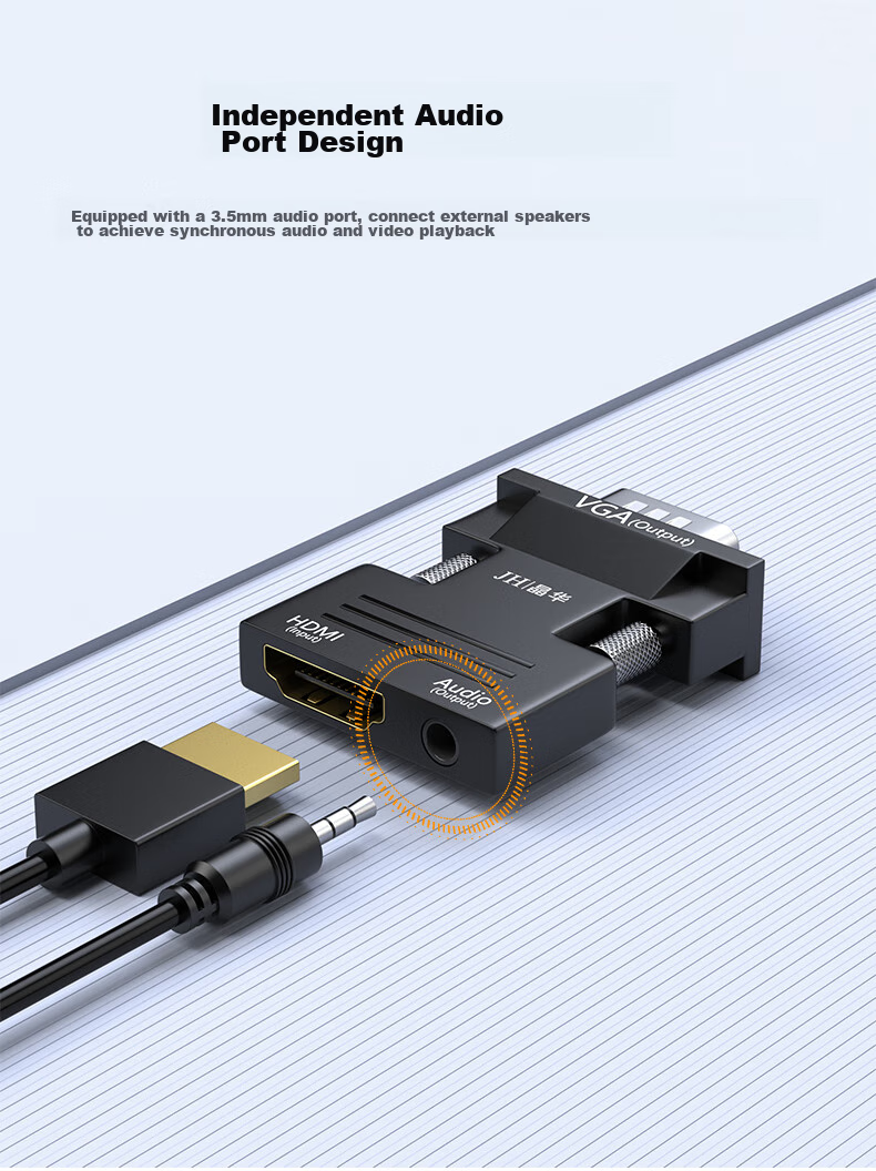 Конвертер Jinghua HDMI - VGA с аудиопортом, адаптер HD видео для ноутбука, ТВ-приставки, подключения к телевизору, монитору, проектору Z134