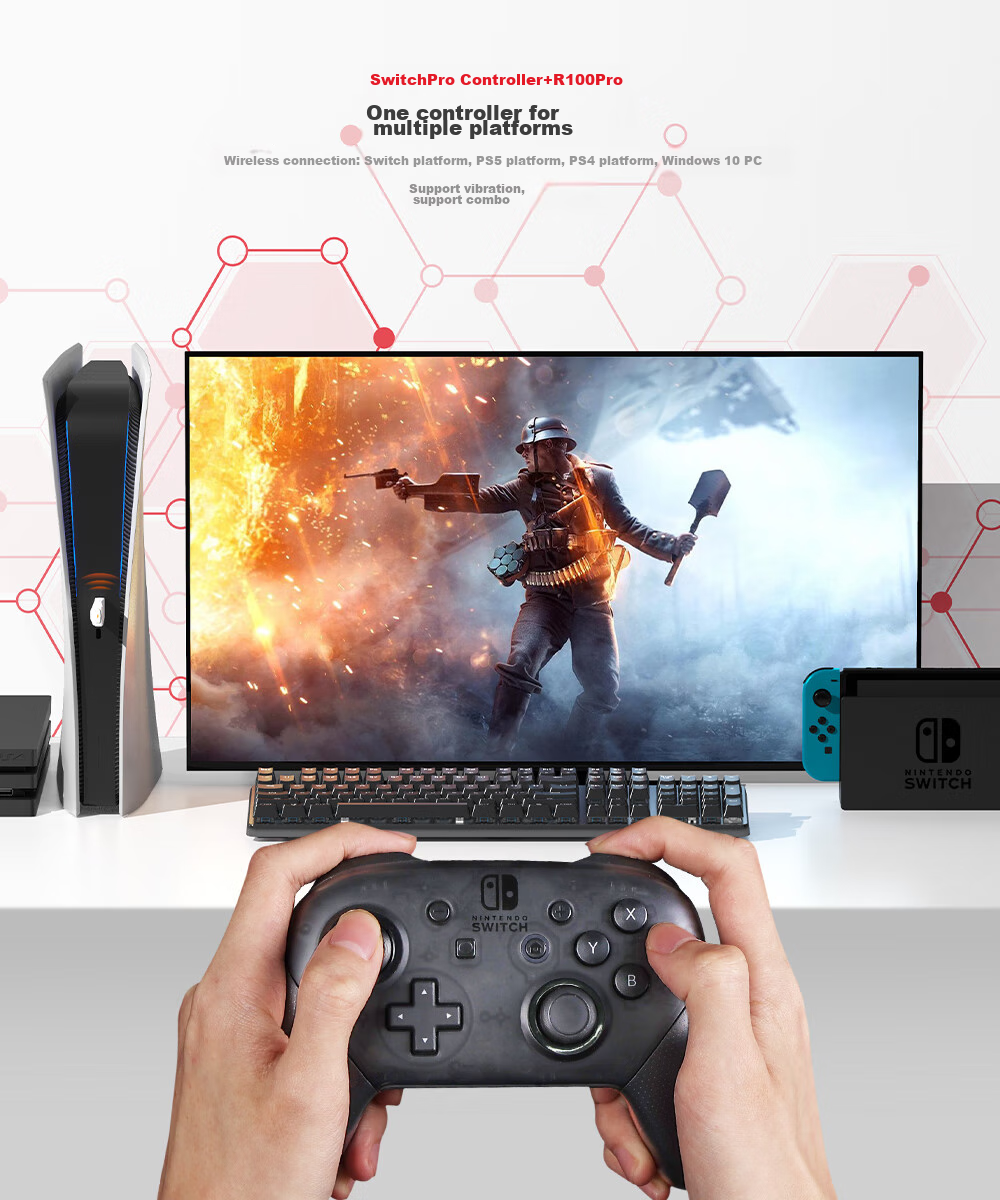 Адаптер Mojiang R100Pro для контроллеров PS4, Xbox Series X/S, NS на ПК