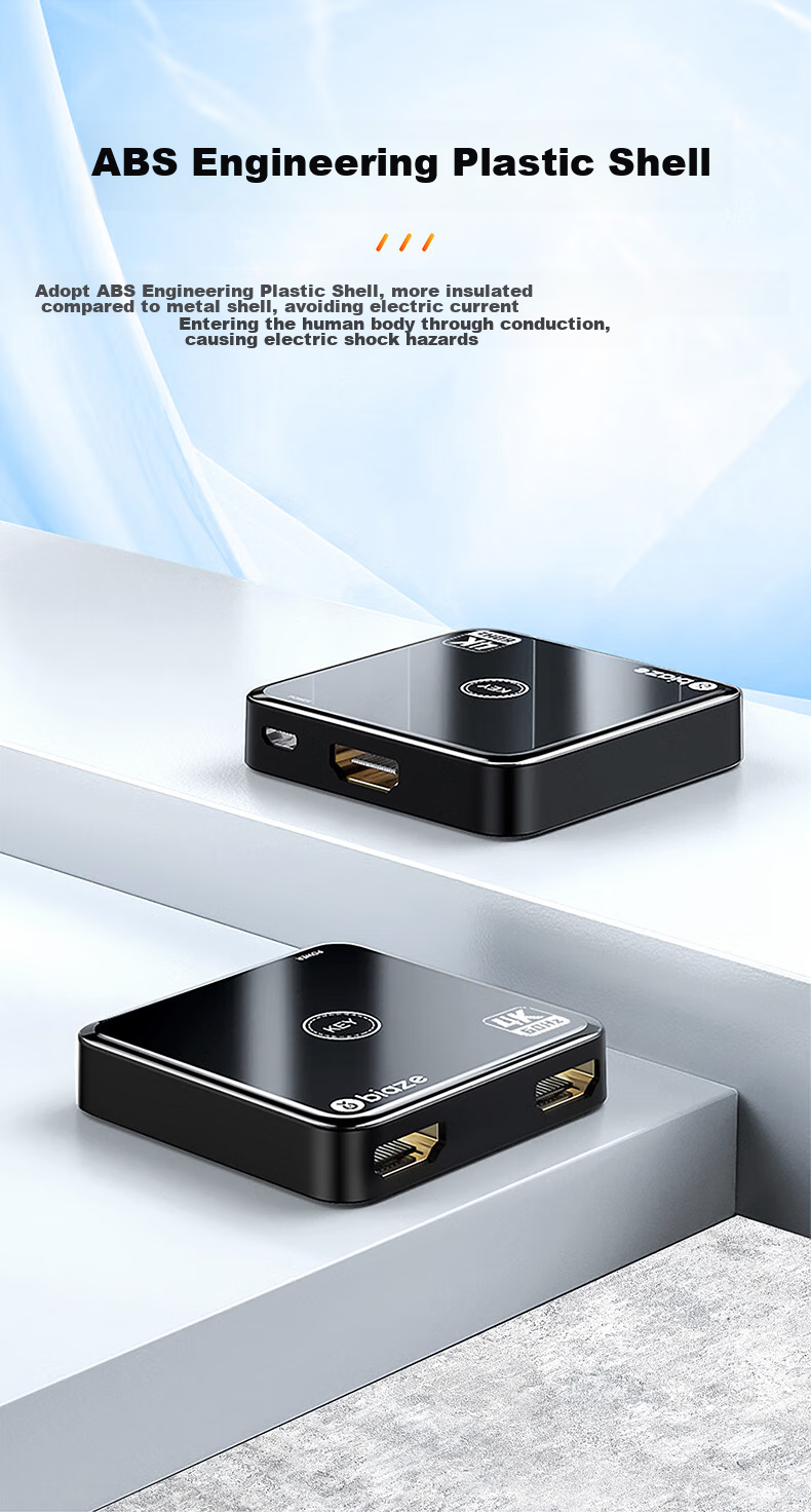 HDMI 2.0 переключатель BIAZE, 2 входа/1 выход, 4K/60Hz, HD видеораспределитель, двунаправленный, для ноутбуков, ТВ-приставок, телевизоров, проекторов