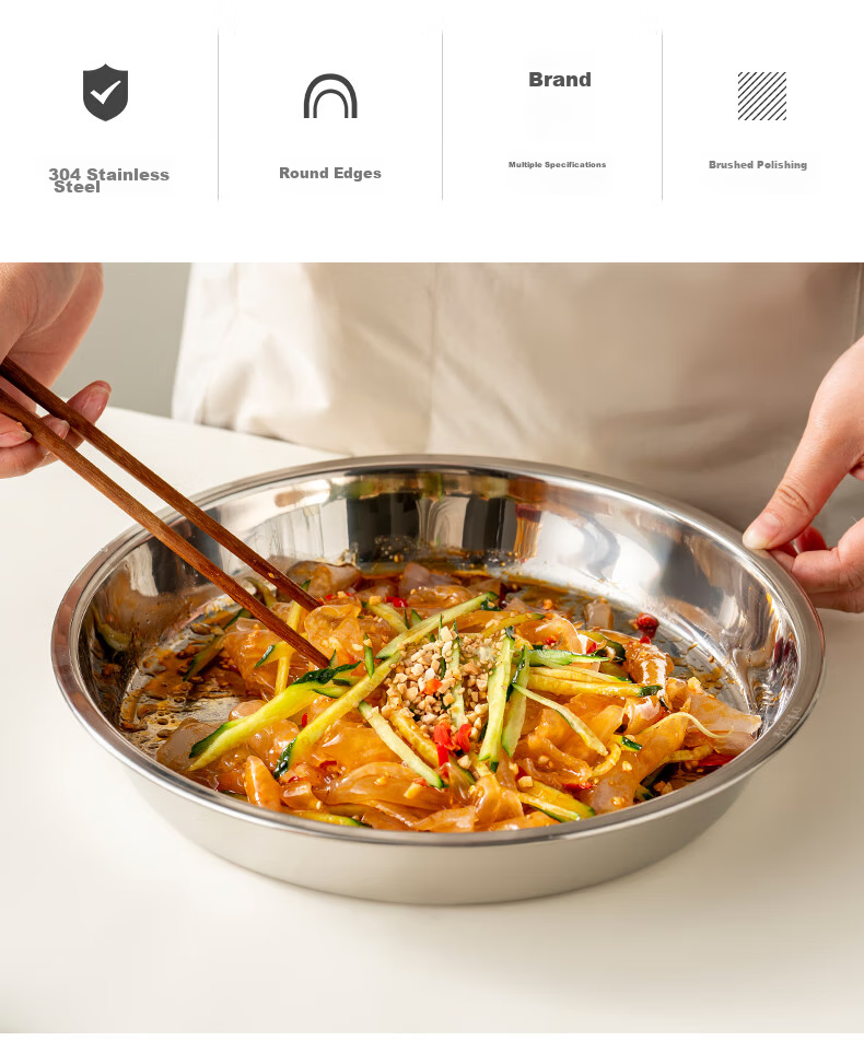 Тарелка Onlycook из нержавеющей стали 304, утолщенная, для фруктов, чая, риса, холодного мяса, круглая, диаметр 28 см