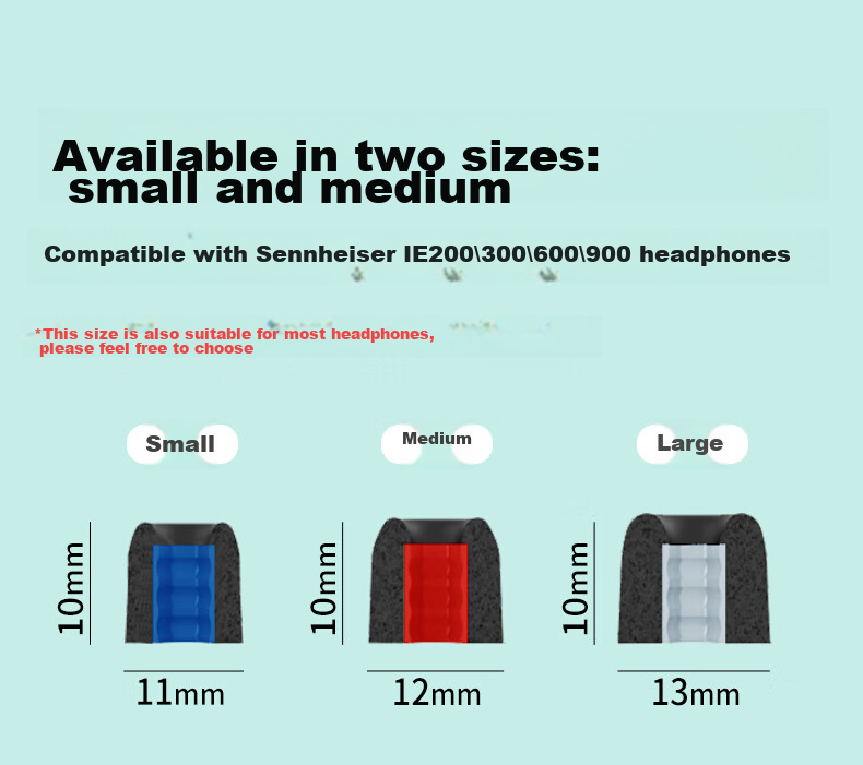 Masentek Насадки из пены с эффектом памяти для наушников Sennheiser IE900/200/300/600, мягкие хлопковые насадки 4.0, сменные защитные чехлы, средний размер, 1 пара