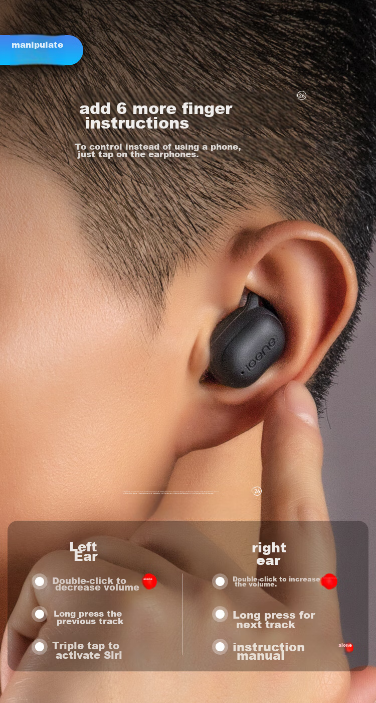 iGene Беспроводные наушники Bluetooth 5.4 с шумоподавлением, 180 часов работы, водонепроницаемые IPX6, черный