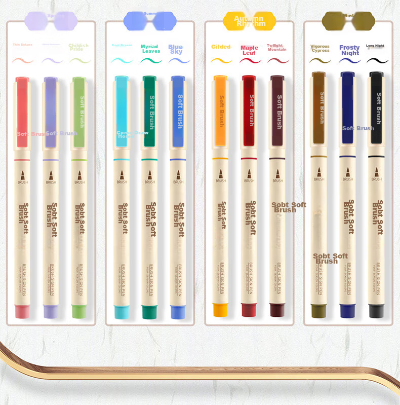 Набор маркеров для рисования Dianshi Soft Drawing Pen, набор из 6 цветов "Древний город - Лоян", мягкий наконечник-кисть, для каллиграфии и скетчинга