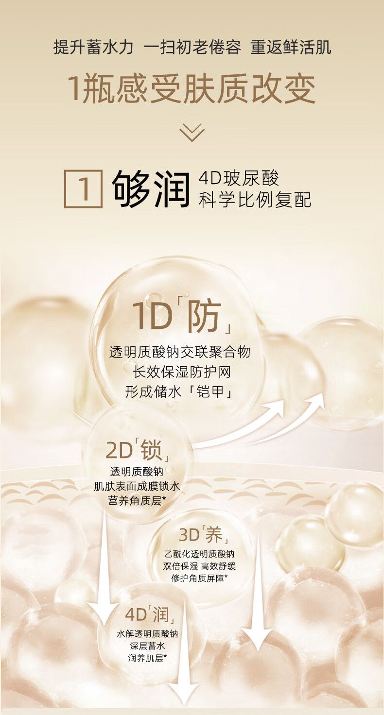 可贝尔（COBOR）玻尿酸水漾精华液补水保湿淡纹紧致10ml*3支女生女神送礼物