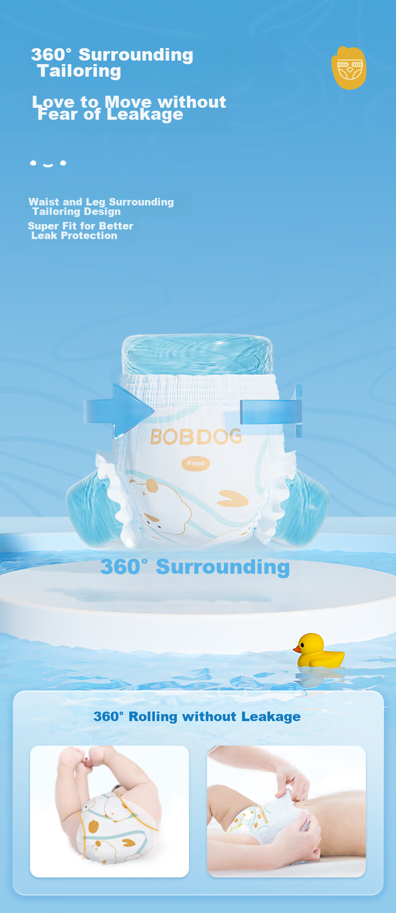 Подгузники-трусики BOBDOG Gaga, ультратонкие, дышащие, XXL, 40 шт. (14-17 кг и выше), летние