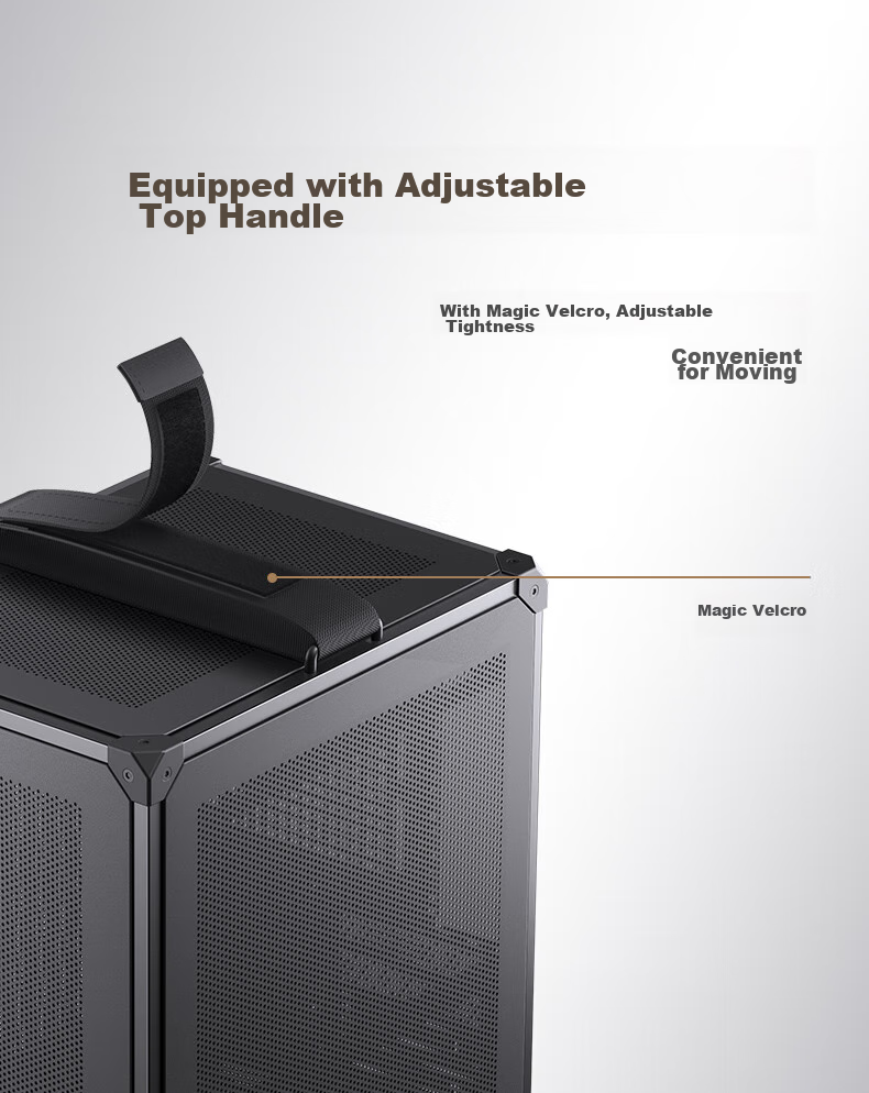 Корпус JONSBO C6 ITX Черный, Mini-ITX, ATX БП, 4 сетчатые панели, 3 вентилятора, Type-C
