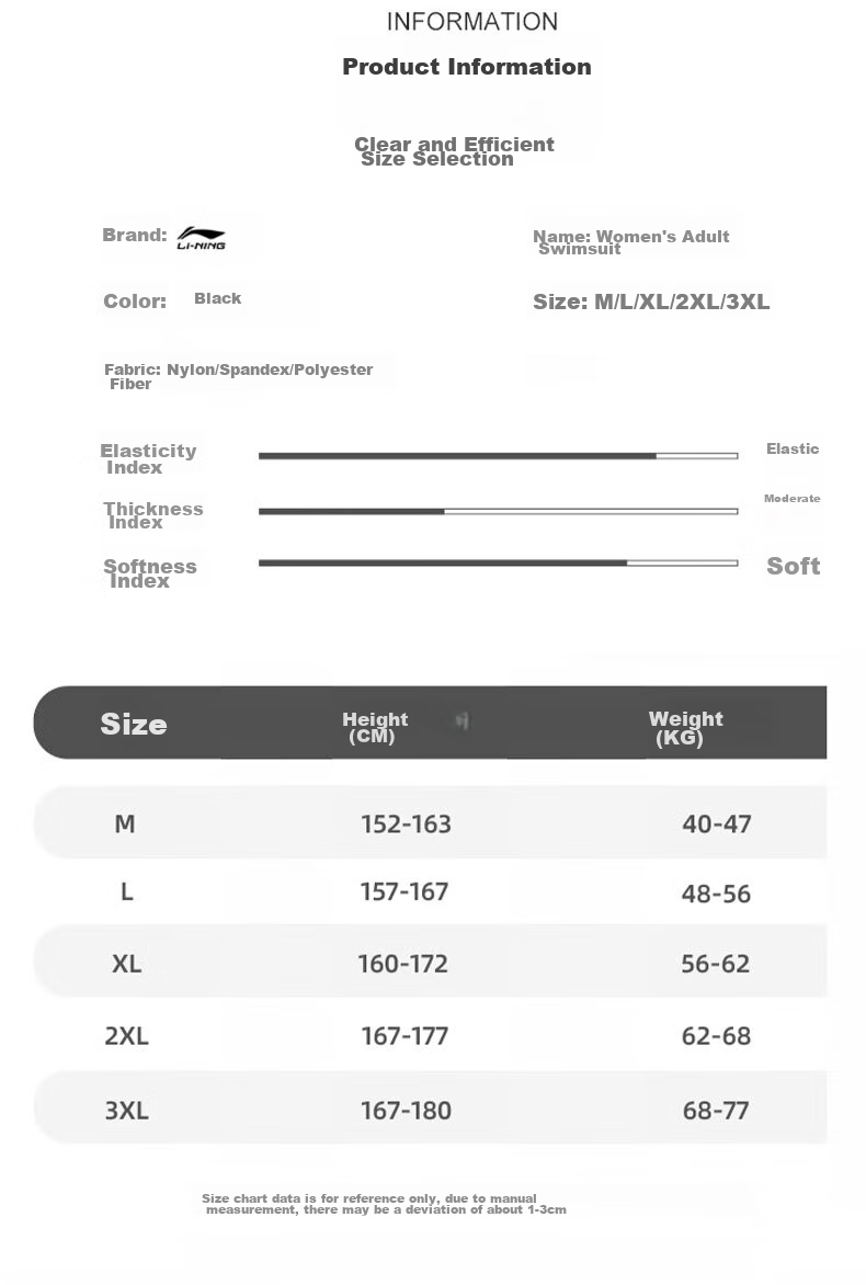 Купальник-платье Li-Ning, цельный, с трусами-шортами, пуш-ап, контроль живота, утягивающий, для отпуска, черный, размер M