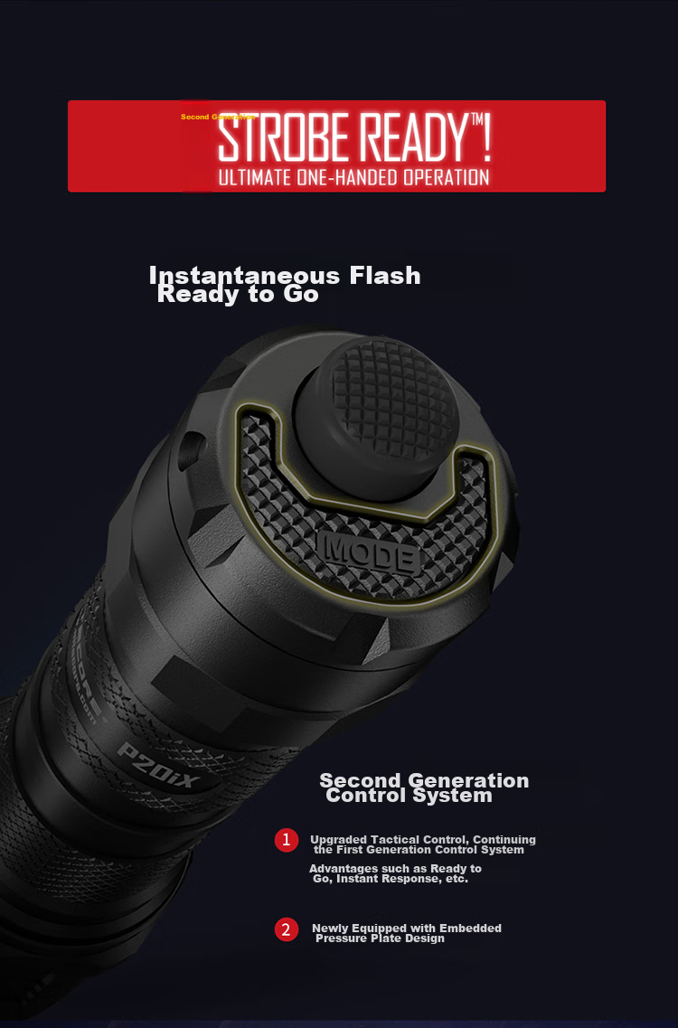 Тактический фонарь NITECORE P20iX с высокой яркостью, самооборона на открытом воздухе, стробоскоп одной кнопкой и стеклобой
