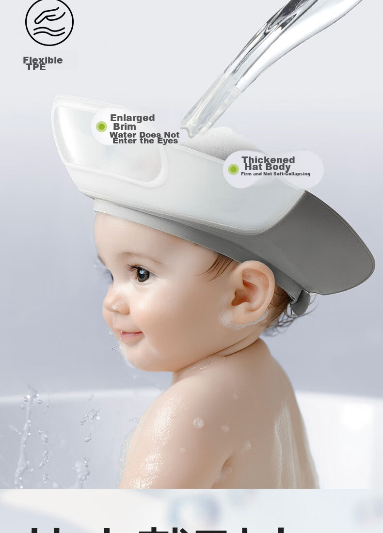 Шапочка для мытья волос Babycare "Звездная пыль", детская, регулируемая, с защитой ушей, синяя