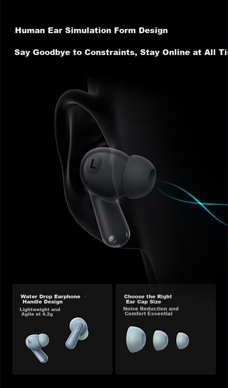 Беспроводные наушники Yijia Buds Ace 2 с шумоподавлением Bluetooth, внутриканальные, совместимые с телефонами OPPO, Xiaomi, Apple, Huawei, цвет "Глубокий темно-синий черный"
