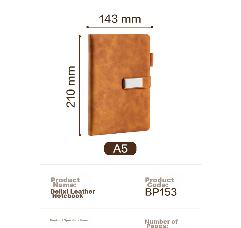 Блокнот Deli Customizable A5, 80 листов, кожаный, синий BP153