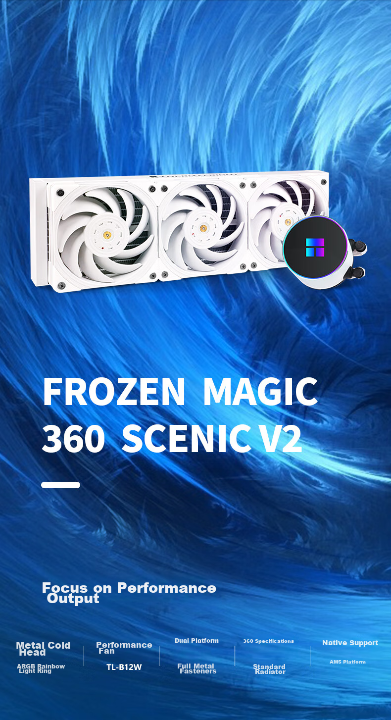 Система жидкостного охлаждения Thermalright Frozen MAGIC 360 SCENIC V2 с вентиляторами B12W, ARGB водоблок, FM360S V2