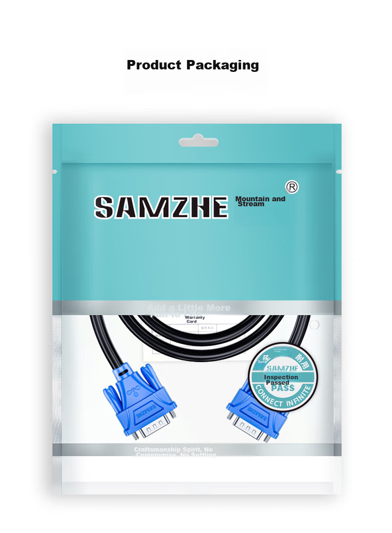 Кабель SAMZHE VGA VM-1020, 2 метра, для подключения компьютера к проектору или монитору, с двумя магнитными кольцами, 3+6 медных жил, черный