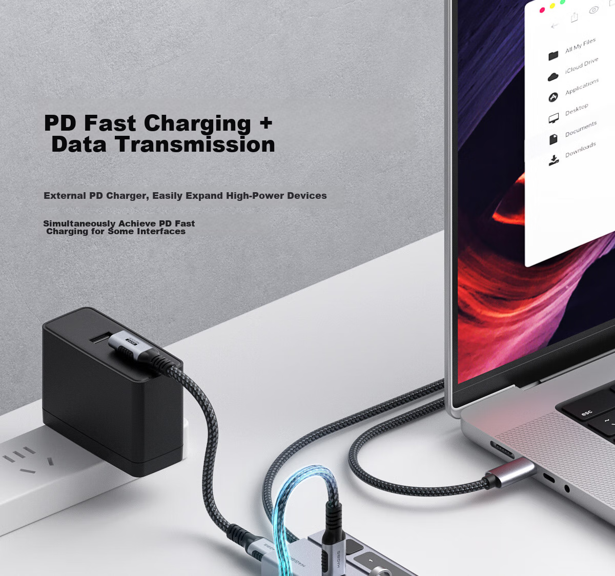 Хаб Hagibis Type-C, док-станция 9-в-1 с PD зарядкой, USB 3.1/3.0/2.0, HDMI, Ethernet, SD/TF кардридер, аудиовыход, для MacBook и других ноутбуков