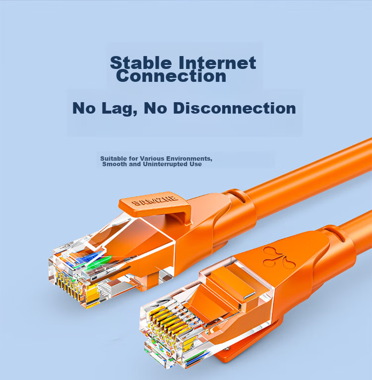 Сетевой кабель SAMZHE CAT6, гигабитный высокоскоростной, для компьютерной сети, роутера, видеонаблюдения, 8-жильный, оранжевый, 2 метра