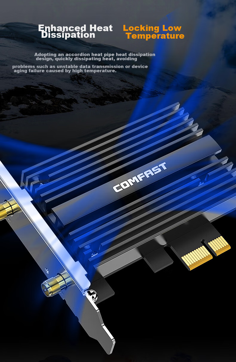 Сетевая карта COMFAST AX200-PRO Gigabit Intel Dual-Band 5G PCI-E WiFi 6 + Bluetooth 5.2