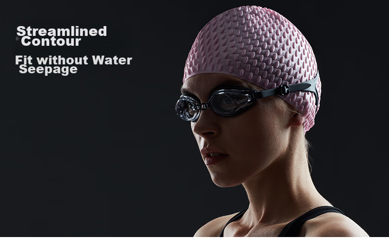 Шапочка для плавания Speedo Adult Silicone Bubble Cap, комфортная, водонепроницаемая, с защитой ушей, модная, фиолетовая