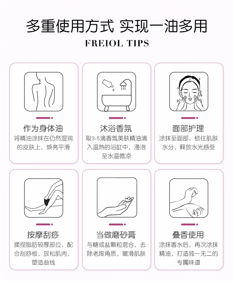 福来（freiol）香氛玫瑰精油持久留香美肤润肤油按摩精油spa精油按摩125ml/瓶